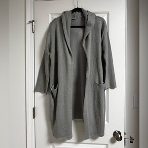 Cozy Gray Hooded Duster Cardigan